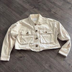 Bershka Cream Crop Utility Jacket